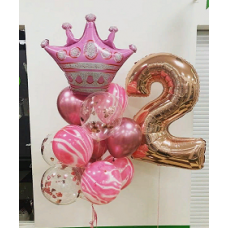 Микс фонтан с цифрой 2 "Розовая корона"